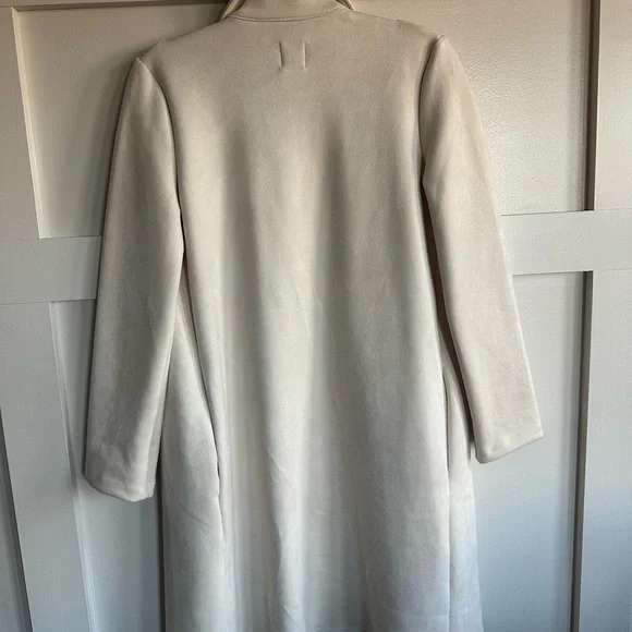 Zara Women's Cream Open-Front Midi Cream Coat - Picture 3 of 5